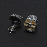 925 Sterling Silver Skull Stud Earrings for Men Women Punk Rock Retro Hip-hop Street Party Not Allergic Jewelry Accessories