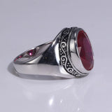 Real 925 Sterling Silver Rings For Women With Zircon Stone Amethyst Ruby Garnet Vintage Thai Silver Flower Engraved Jewelry