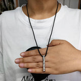 Vintage 925 Sterling Silver Nordic Viking Rune Month Necklace for Men Women 60cm Adjustable Rope String - GQTORCH Jewelry