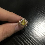 1 Carat CZ Stone Ring Real Pure 925 Sterling Silver Flower Shaped Yellow Purple Stone Eight Heart Eight Arrows Flashing