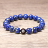 Natural Lapis Lazuli and Chinese knot Sandalwood Beads Bracelet with 925 Sterling Silver Accessories Jewelry for Men and Women