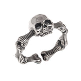 Gothic Skull Rings 925 Sterling Silver Punk Rock Band For Men and Women Adjustable Size 7-10 Fine Jewelry Gift