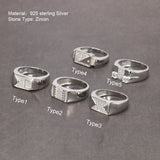 Sterling Silver Rings With Stones Simulated Diamond Anniversary Male Engagement Rings High Quality