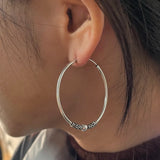 20mm 30mm 42mm Real 925 Sterling Silver Hoop Earrings for Women Round Circle Retro Vintage Antique Style Women's Jewelry