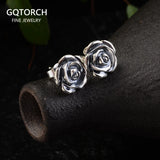 925 Sterling Silver Rose Earrings for Women Studs Earring Set Retro Antique Style Silver 925 Jewelry