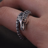 925 Sterling Silver Punk Dragon Bone Spine Ring for Men and Women Retro Gothic Hip-hop Opening Type Biker Jewelry Cosplay