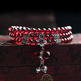 Wine Red Garnet Bracelets For Women Natural Gemstone 925 Sterling Silver Jewelry Fox Gourd Pixiu Snowflake Charm Best Gift Girls