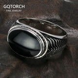 Guaranteed 925 Silver Rings Cool Antique Turkish Men or Women Black Ring With Stone Sterling Silver Jewelry Anello Uomo - GQTORCH Jewelry
