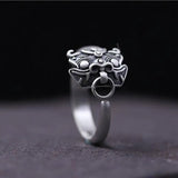 100% Real Pure 925 Sterling Silver Animal Rings For Women Ancient Mythology Gluttonous Personality Open Type