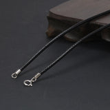 2mm Black Genuine Leather Braided Strings S925 Silver Necklace Accessories Fit Pendant Perfectly