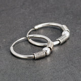 18mm Hoop Earrings for Women 925 Sterling Silver Retro Round Thai Silver Circle Women Jewelry