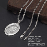 925 Sterling Silver Vintage Men and Women Pendant Necklace Fashion Virgin Mary Couple Pendant Religious Christian Faith Jewelry