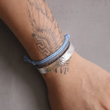 3pcs/set 999 Sterling Silver Stacked Cuff Bracelet Bangle 9mm Hammered Bracelet Knot Rope Adjustable Fashion Fine Jewelry