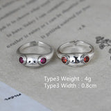 New Design Vintage Adjustable S925 Silver Jewelry  Resizable Size Red Garnet Creative Animal Frog Ring Foe Men And Women