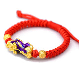 999 Sterling Silver Pixiu Gold Color Temperature Color Changed Lucky Red Rope Bracelets Tibetan Buddhist Knots String For Men - GQTORCH Jewelry
