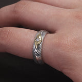 925 Sterling Silver Retro Eight Awn Star Ring for Men and Women Punk Geometric Wedding Band Fashion Vintage Jewelry