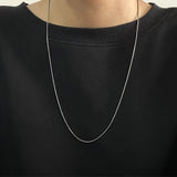 S925 Sterling Silver Bamboo Chain Necklace for Men Women 1.2mm Basic Niche Link Chain Necklace Simple Retro Fashion Jewelry