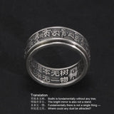 Real 925 Sterling Silver Vintage Rings For Men Rotatable Tibetan Six Words Mantra Rings Om Mani Padme Hum Buddhist Jewelry - GQTORCH Jewelry