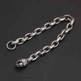 Real 925 Sterling Silver Skull Bracelet for Men Retro Antique Simple Chain Punk Jewelry Free Shipping Items