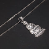 999 Sterling Silver Avalokitesvara Sitting on The Lotus Flower Mirai Buddha Charm Pendant Vintage Guanyin Necklace