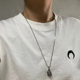 Vintage S925 Sterling Silver Lucky Pixiu Pendant Necklace with Six Character for Men and Women Rotatable Animal Jewelry