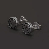 7mm 925 Sterling Silver Retro Viking Dragon Stud Earrings Men Women Round Shaped Vintage Punk Biker Jewelry Gift Hypoallergenic