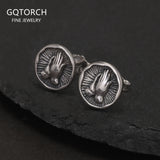 925 Sterling Silver Christian Stud Earrings for Men Women Prayer Hand Round Shaped Hip Hop Punk Ear Stud Fashion Retro Jewelry
