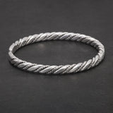 999 Pure Silver Twisted Cuff Bracelet for Men Women Fashion Vintage Infinity Open Cuff Bangle Retro Party Jewelry Gifts
