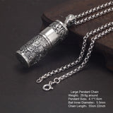 Sterling Silver 999 Vajra Pestle Amulet Charm Om Mani Padme Hum Pendant Necklace Openable Gawu Box Buddhist Jewelry