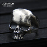 S925 Sterling Silver Vintage Thai Silver Skull Ring for Men  Cool Male Jewelry