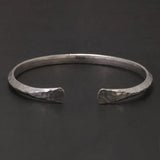 Solid 925 Sterling Silver Hammered Bangle 4mm Open Cuff Bracelet for Women Men Urban Minimalist Chic Retro Party Jewelry