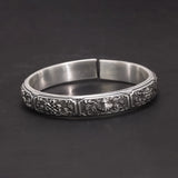 Good Luck Buddhist Symbols Real Solid 999 Sterling Silver Signet Cuff Bracelet Bangles For Men and Women Eight of Buddhism