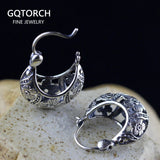 Vintage Real 925 Sterling Silver Earrings For women Basket Shaped Hollow Flower Design Brincos Fine Jewelry