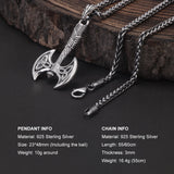 925 Sterling Silver Viking Double Axe Pendant Necklace for Men Norse Celtic Knot Vintage Scandinavian Warrior Jewelry Gift