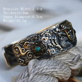 Retro Ethnic Style Craftsman Silver Handmade S925 Sterling Silver Dragon Playing A Ball Men's Personality Wide Bracelet