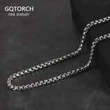 Genuine 925 Sterling Silver Jewelry Round Box Chain Thickened All-match Necklace for Men and Women Retro 22 24 26 28 30 Inch