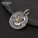 Genuine 925 Sterling Silver Vintage Clown Coins Men's and Women's Pendants Necklace Sweater Chain Jewelry