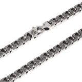 Vintage Tang Grass Pattern Necklace S925 Sterling Silver Hip Hop Punk Rock Men's Cuban Chain Necklace Bracelet Jewelry