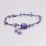 Handmade Braided Anklets for Women Jewelry Natural Amethyst Jade Rose Quartz Stone Beads Chain Flower Engraved Fine Jewelry - GQTORCH Jewelry
