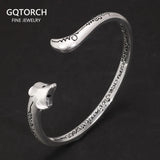 Genuine Solid 999 Sterling Silver Fox Bracelet Women Cuff Bracelets Bangle Fox Engraved Decorative Pattern Bracelet