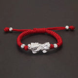 999 Pure Silver Pixiu Red Rope Bracelet for Child Pi Yao Multicolor Rope Good Luck Wealth Girl Boy Son Daughter Jewelry Gift