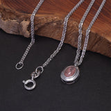 925 Sterling Silver Turquoise Rhodochrosite Kyanite Pendant Necklace Natural Gem Simple Small Oval Shaped Cute Elegant Jewelry