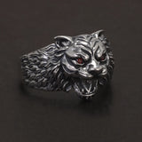925 Sterling Silver Tiger Head Ring for Men Retro Punk Rock Gothic Adjustable Biker Jewelry Accessories Party Gift