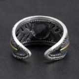 Real 925 Sterling Silver Feather Rings With Evil Eye Charm Mens Rock Ring Drop Shipping Wholesale Vintage Retro Jewelry