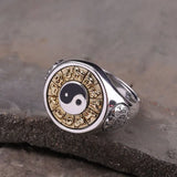 S925 Sterling Silver Yinyang Spinner Rings for Men Thai Silver Ring Bagua Engraved Rotatable Feishui Lucky Jewelry