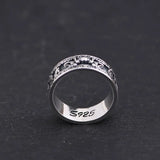 S925 Silver Vintage Thai Silver Ring Wholesale Men and Women Ethnic Style Six-character Mantra Vajra Ring