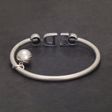 S990 Pure Silver Cuff Bracelet for Women Men I DO Letter Bead Charms Open Bangle Antiqued Retro Fashion Jewelry