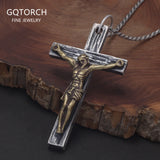 925 Sterling Silver Vintage Jesus Cross Pendant Necklace for Men Antiqued Catholic Crucifix Christian Religious Amulet Jewelry