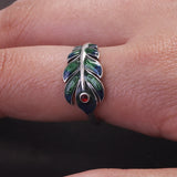925 Sterling Silver Peacock Feather Ring Earrings for Women Green Color Enameling Vintage Fashion Jewelry Set