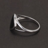 925 Sterling Silver Geometric Black Mirror Ring for Women Enameling Simple Fashion Jewelry Gift for Her